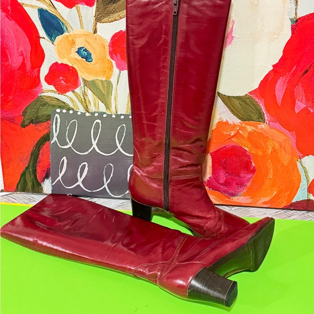 Dior Deep Burgundy Heeled Boots size 6 - Picture 2 of 15